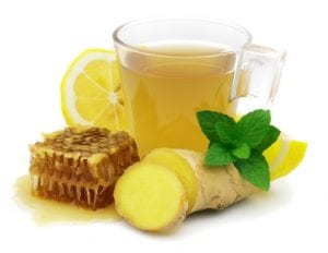 Hot ginger tea with lemon and honey